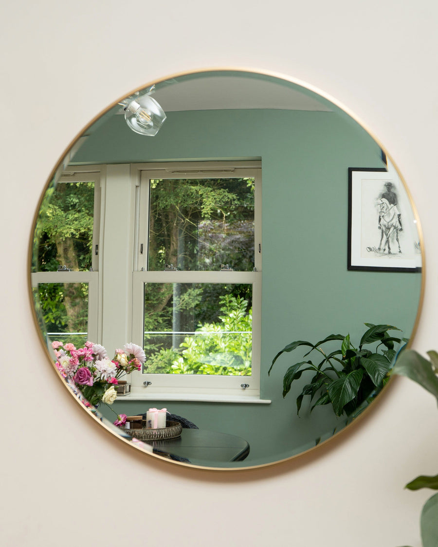 80CM Round Wall Mirror with Gold Metal Frame