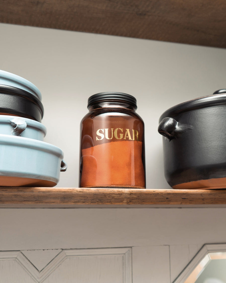 Sugar Canister - Vintage Amber Glass Storage Jar