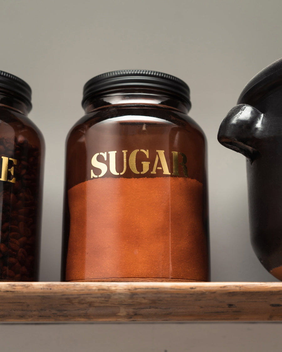Sugar Canister - Vintage Amber Glass Storage Jar