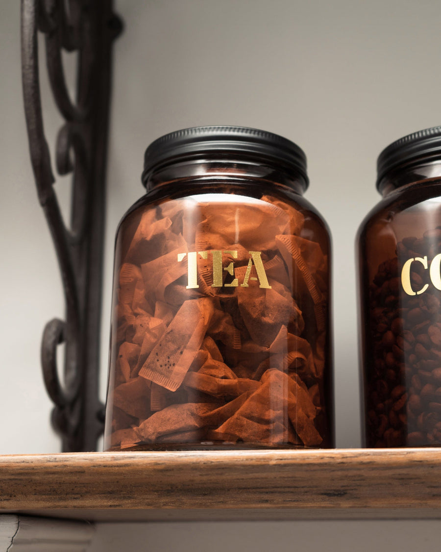 Tea Canister - Vintage Amber Glass Storage Jar