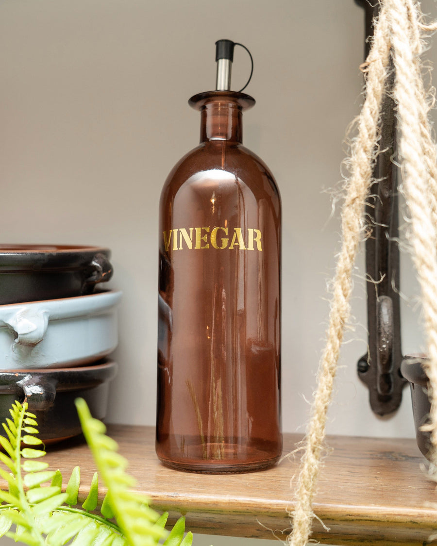 Vinegar Pourer - Vintage Amber Glass Storage Bottle