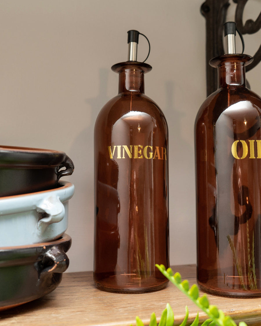 Vinegar Pourer - Vintage Amber Glass Storage Bottle