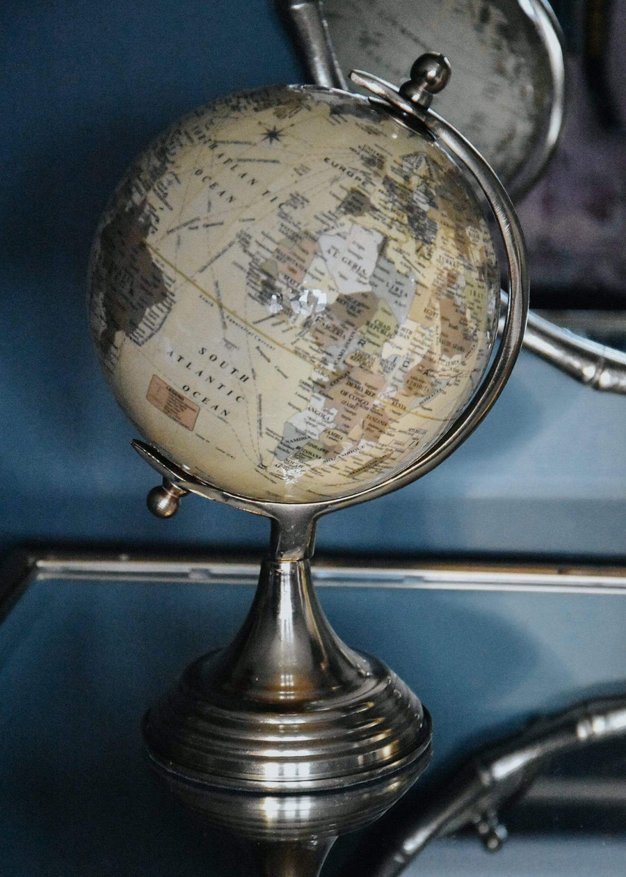 ESME Homeware Globe Large Globe on Metal Stand Cream and Gold