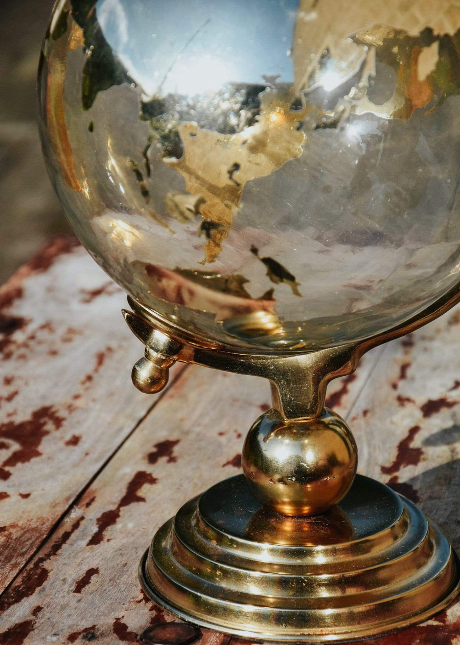 ESME Homeware Globes Large Glass Globe on Metal Stand Gold