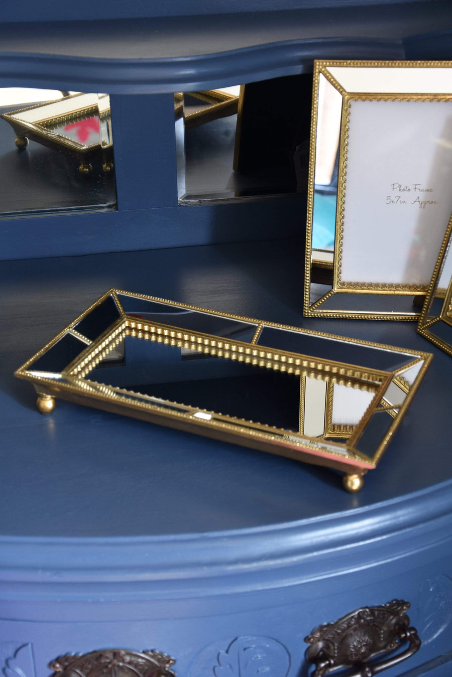 ESME Home Mirrored and Gold trinket Tray 24cm