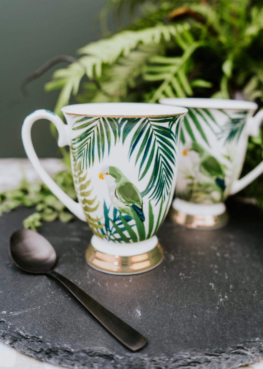 ESME Home Mugs Emerald Eden Set of 2 Fancy Footed Mug