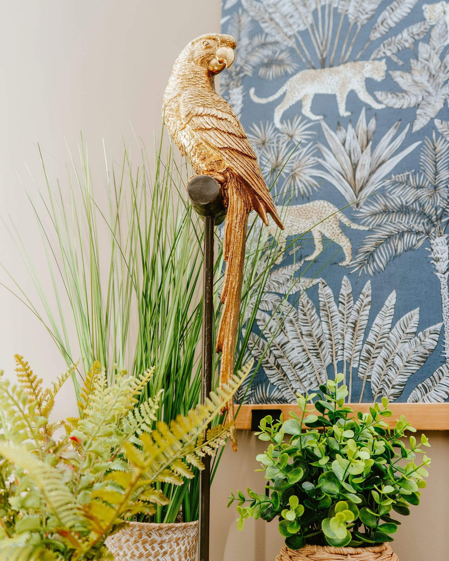 ESME Homeware Ornament Large Gold Parrot on Stand