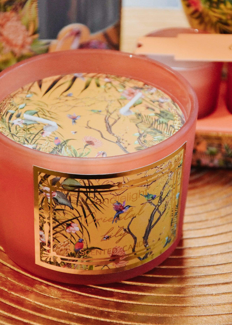 ESME Homeware Scented candles Ochre Chinoiserie 2 Wick Candle Oriental Lily Scent