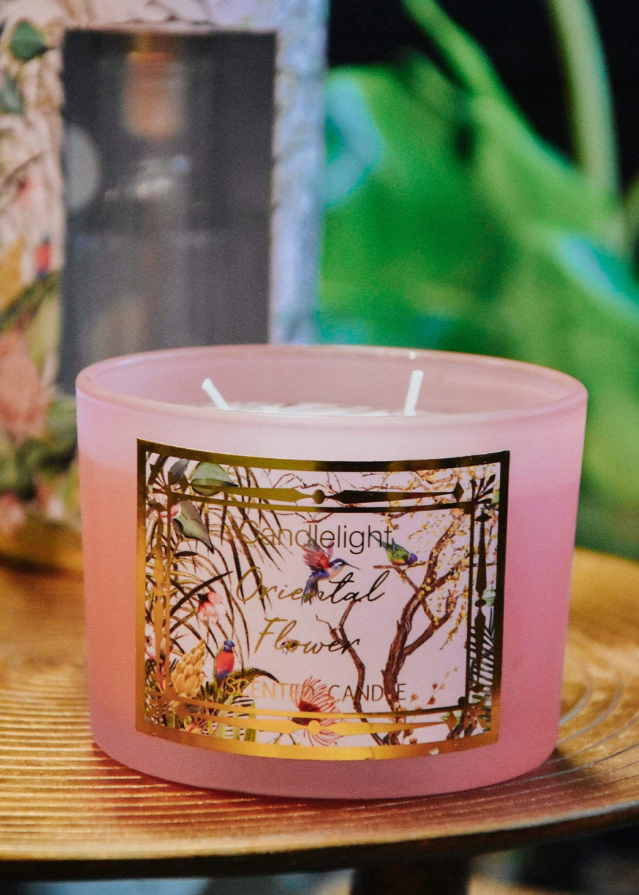 ESME Homeware Scented candles Pink Chinoiserie 2 Wick Candle Oriental Flower Scent