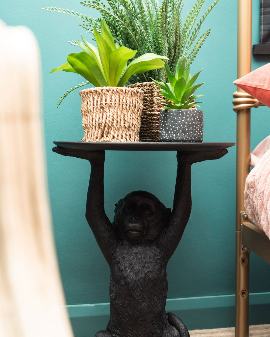 Give our handsome monkey table a place in your space and he’s sure to bring a smile to the room. Featuring clean lines, a distinctive silhouette and ultra-durable construction, this striking side table is perfect for a sleek, contemporary living